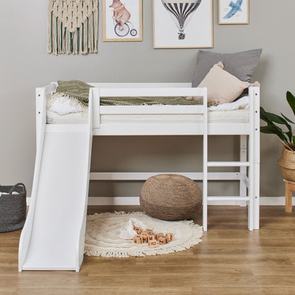 Hoppekids, ECO Dream, Parvisänky Liukumäellä (Muunneltava) 70x160 cm, White