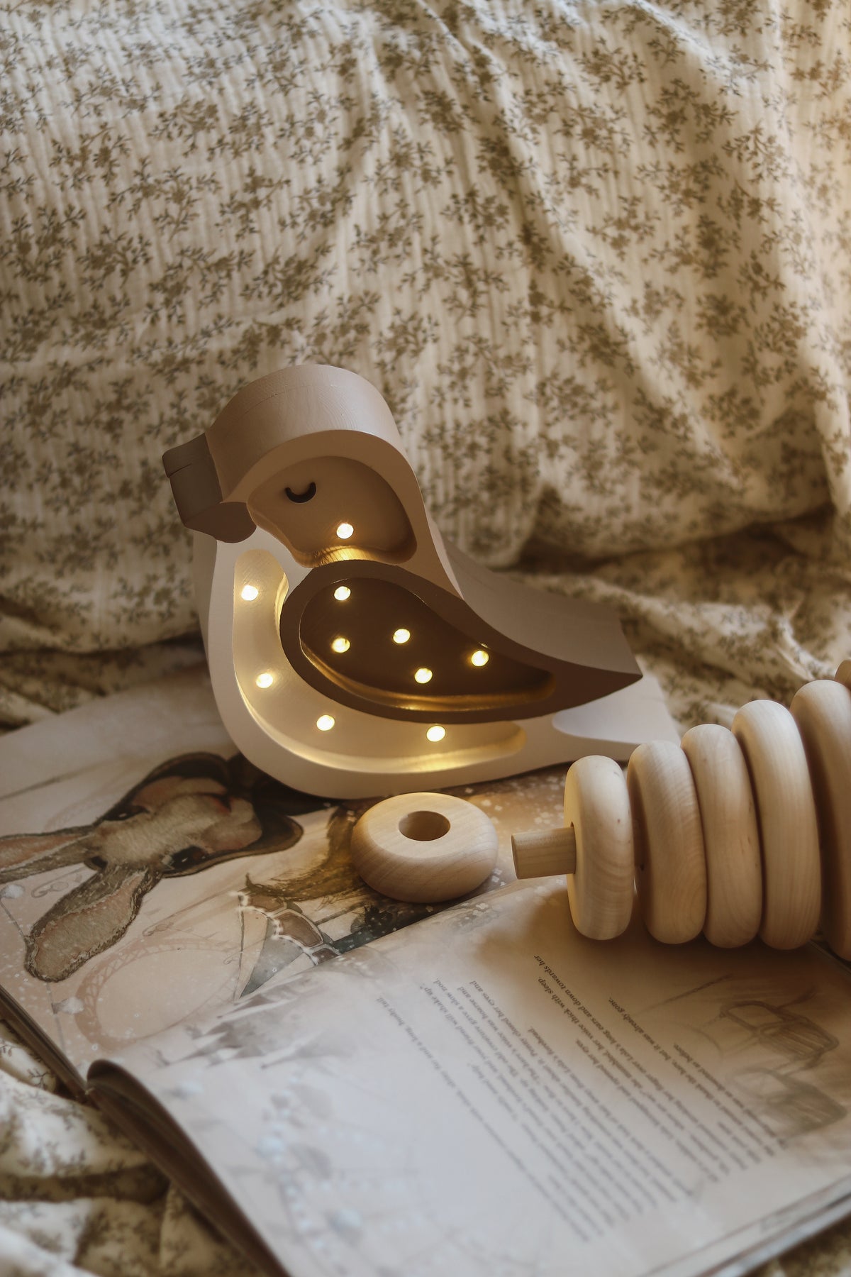 Little Lights, MINI Bird night light, Coffee Beige
