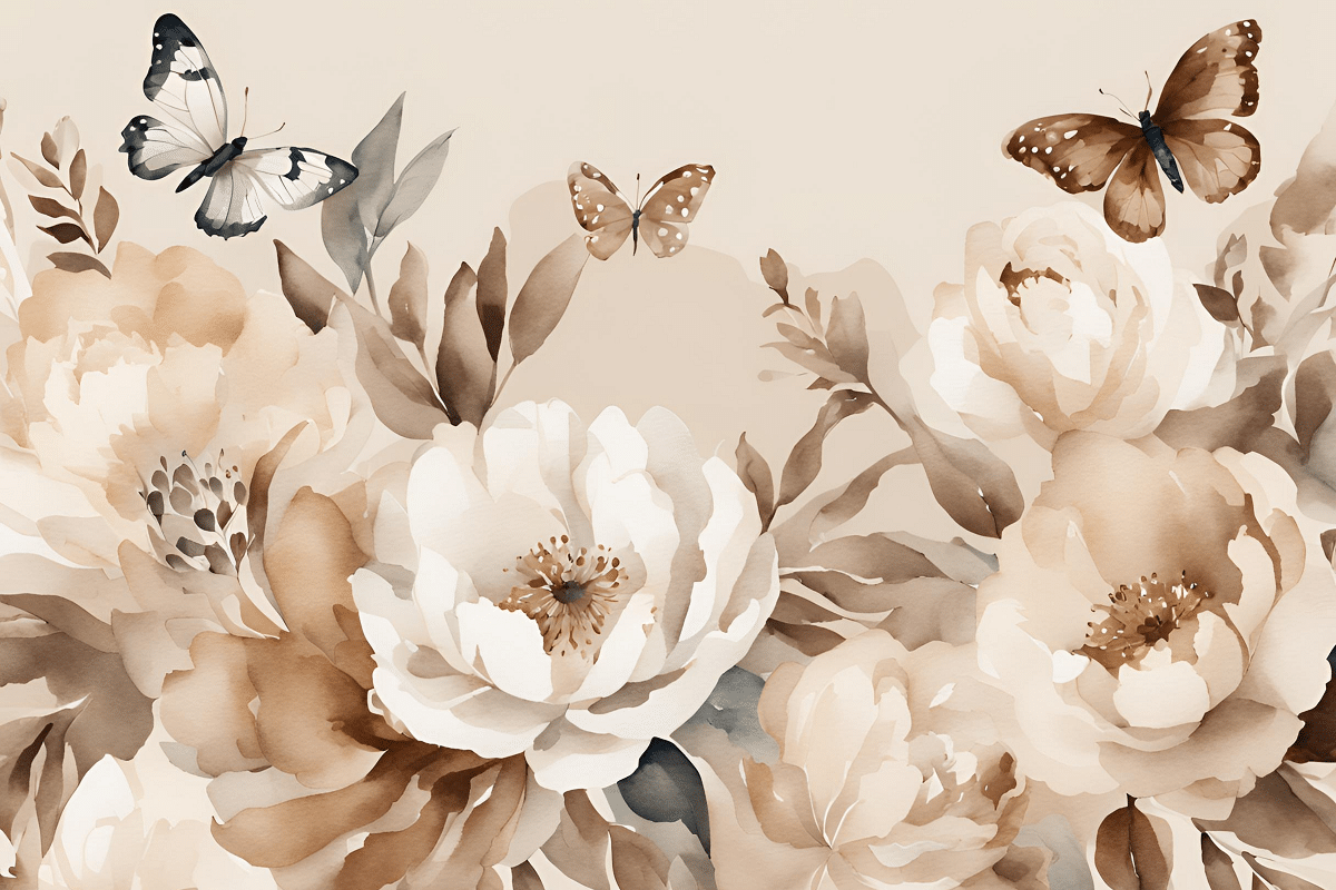 Photo wallpaper, Boho Peonies