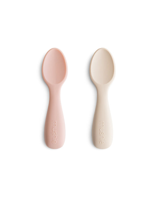 Mushie, Toddler Silikon Sked Set 2st, Blush/Shifting Sand