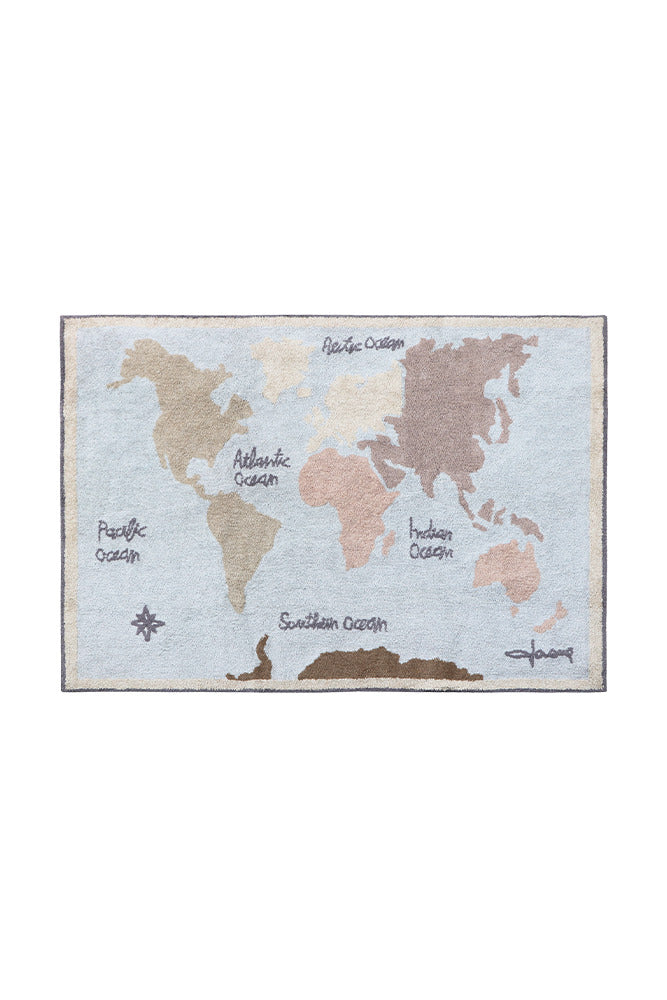 Back to School, Washable Rug, Vintage Map