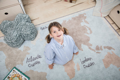 Back to School, Washable Rug, Vintage Map