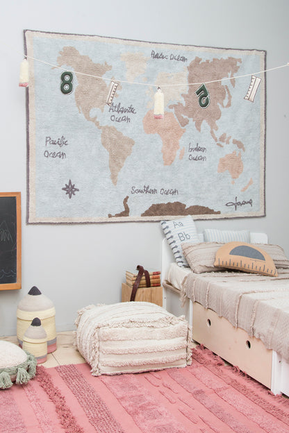 Back to School, Washable Rug, Vintage Map