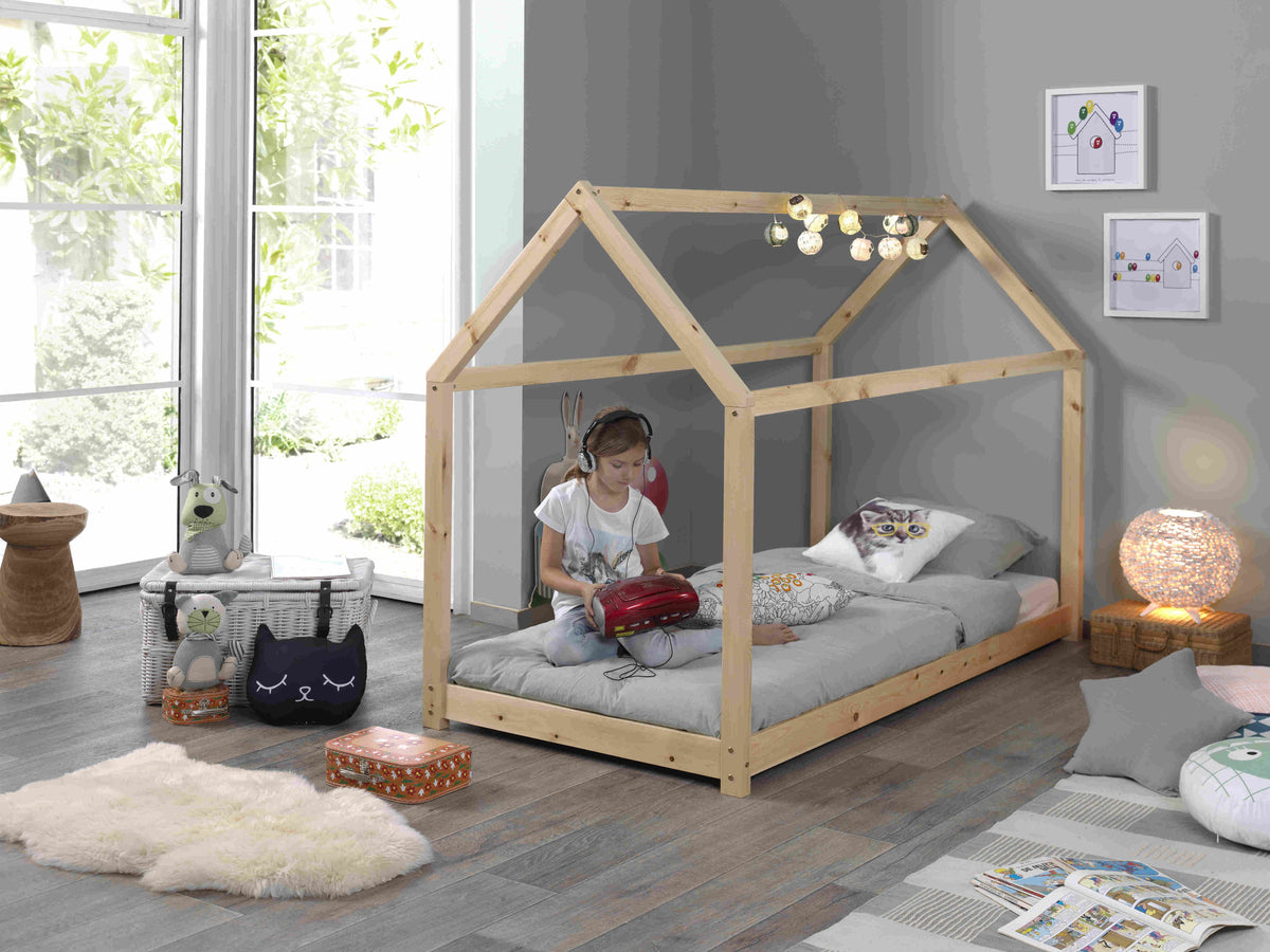 Vipack, Cabane House Bed, 2 sizes, Natural Wood