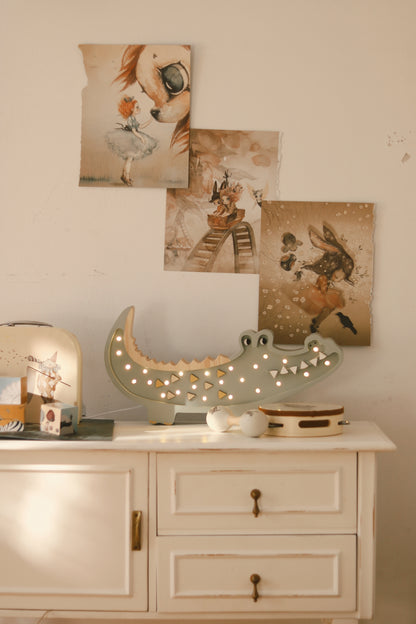 Little Lights Night light Crocodile, Pastel Khaki