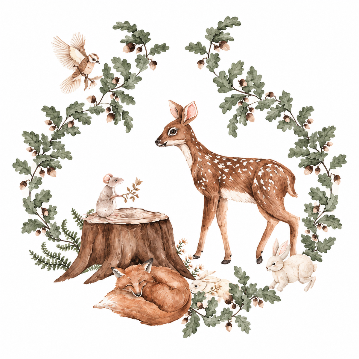 Wall sticker 140cm, Forest Animals Deer