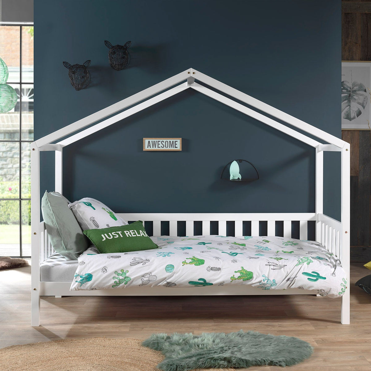 Vipack, Dallas House bed 90x200, White