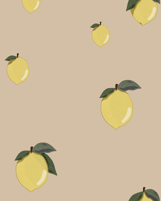 Dekornik, Little Lemons Beige, Wallpaper