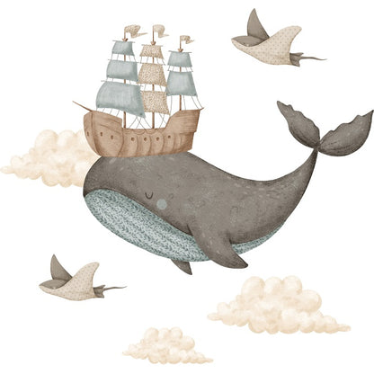 Wall sticker 100x100cm, Dream Ocean Whale