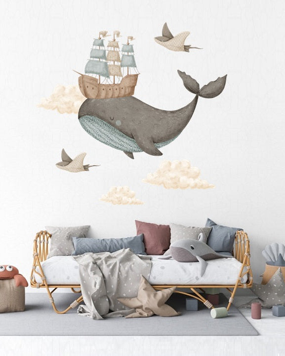 Wall sticker 100x100cm, Dream Ocean Whale