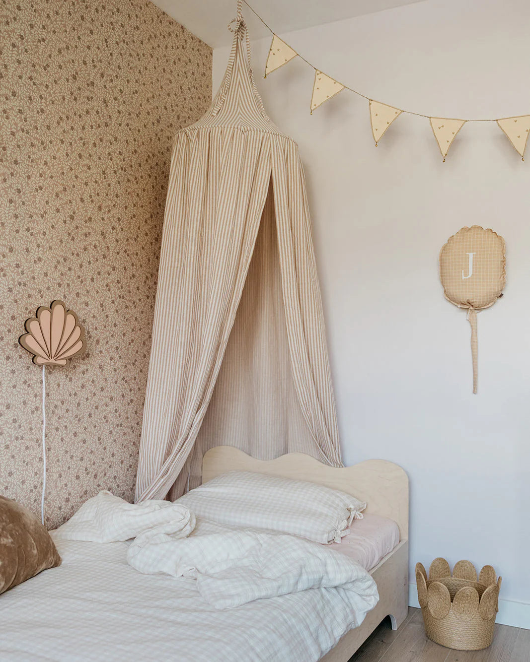 Matuu Sänghimmel, Beige Duo Stripes, Muslin