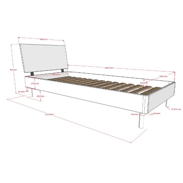 Vipack, Forrest Oak, Bed 90x200cm, Oak