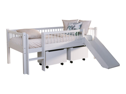 Vipack, Forrest Oak, Semi-loft bed &amp; slide 90x200cm, White