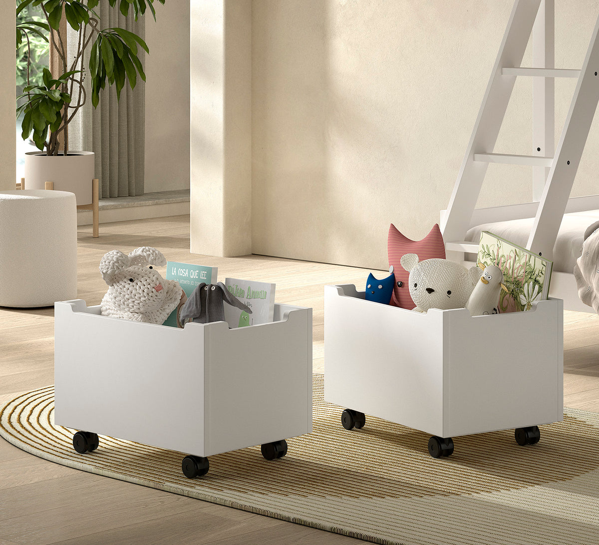 Vipack, Forrest Oak, Semi-loft bed &amp; slide 90x200cm, White