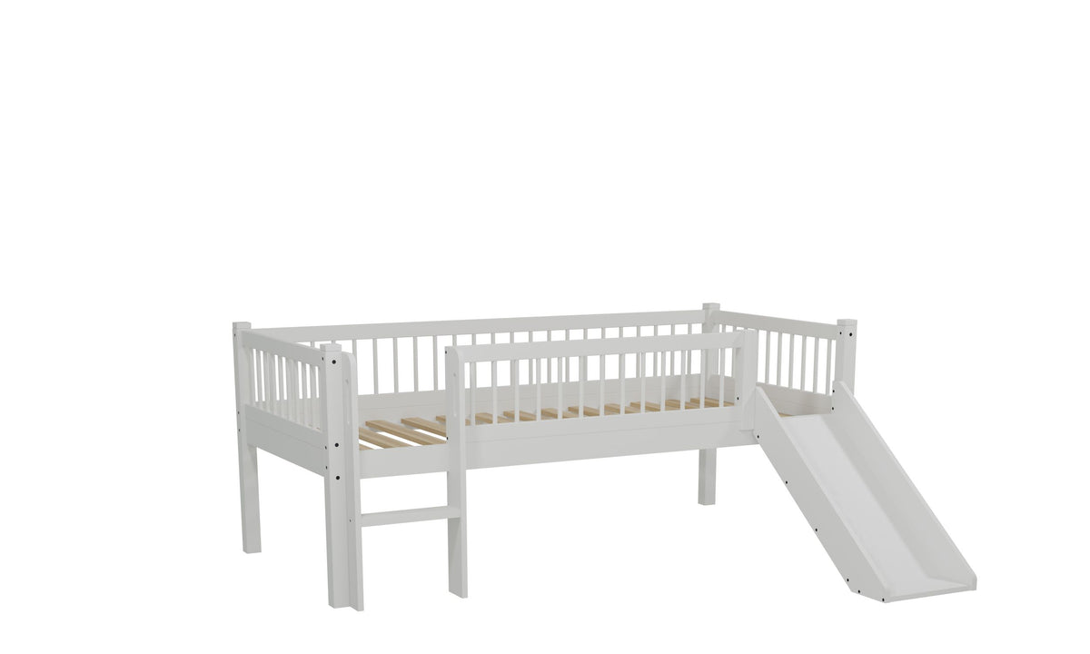 Vipack, Forrest Oak, Semi-loft bed &amp; slide 90x200cm, White