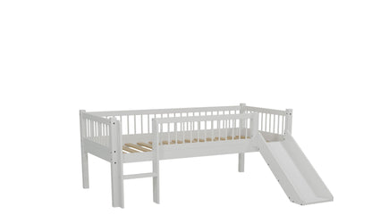 Vipack, Forrest Oak, Semi-loft bed &amp; slide 90x200cm, White