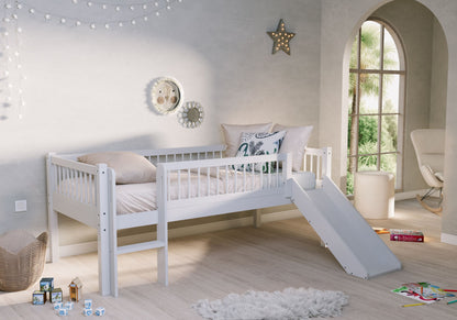 Vipack, Forrest Oak, Semi-loft bed &amp; slide 90x200cm, White