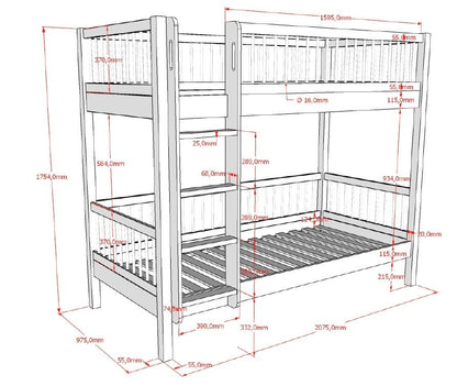 Vipack, Forrest Oak, Bunk bed (Convertible) 90x200 cm, Oak