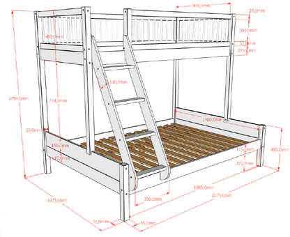 Vipack, Forrest Oak, Family Bunk Bed, Oak