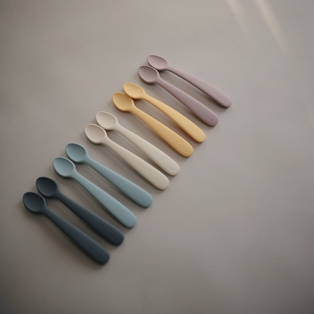 Mushie, Silicone Spoon Set 2pcs, Powder Blue