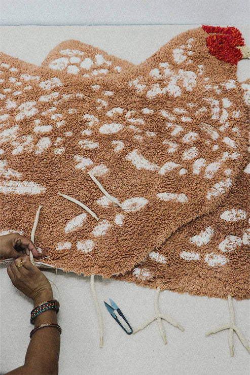Growing up on a Farm, Washable Rug, Chicken