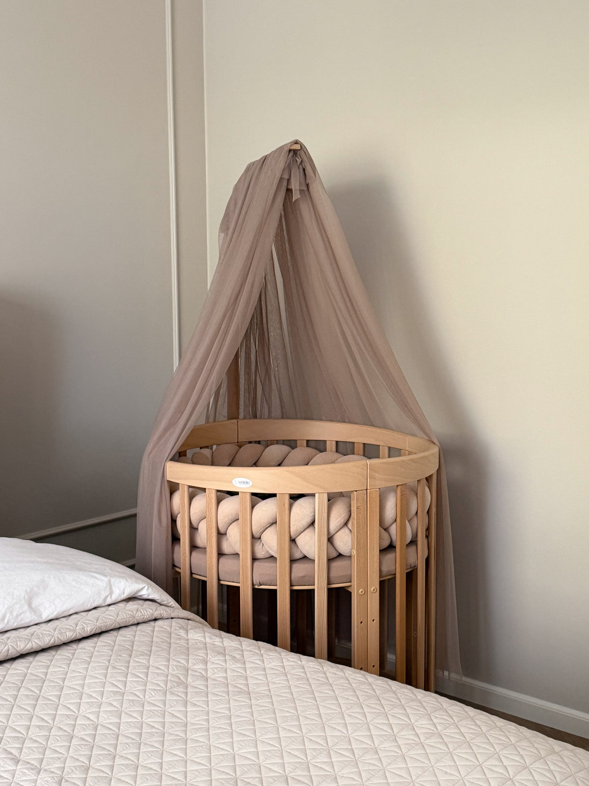 Waldin, Oval Pinnasänky 7in1 + Patja, Natural Wood
