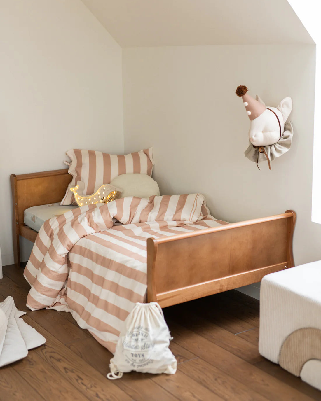 Matuu, Fitted sheet set, Beige Stripes (3 different sizes)