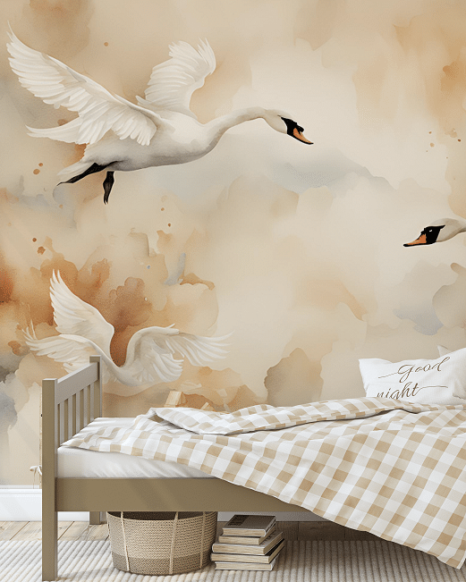 Photo wallpaper, Swans