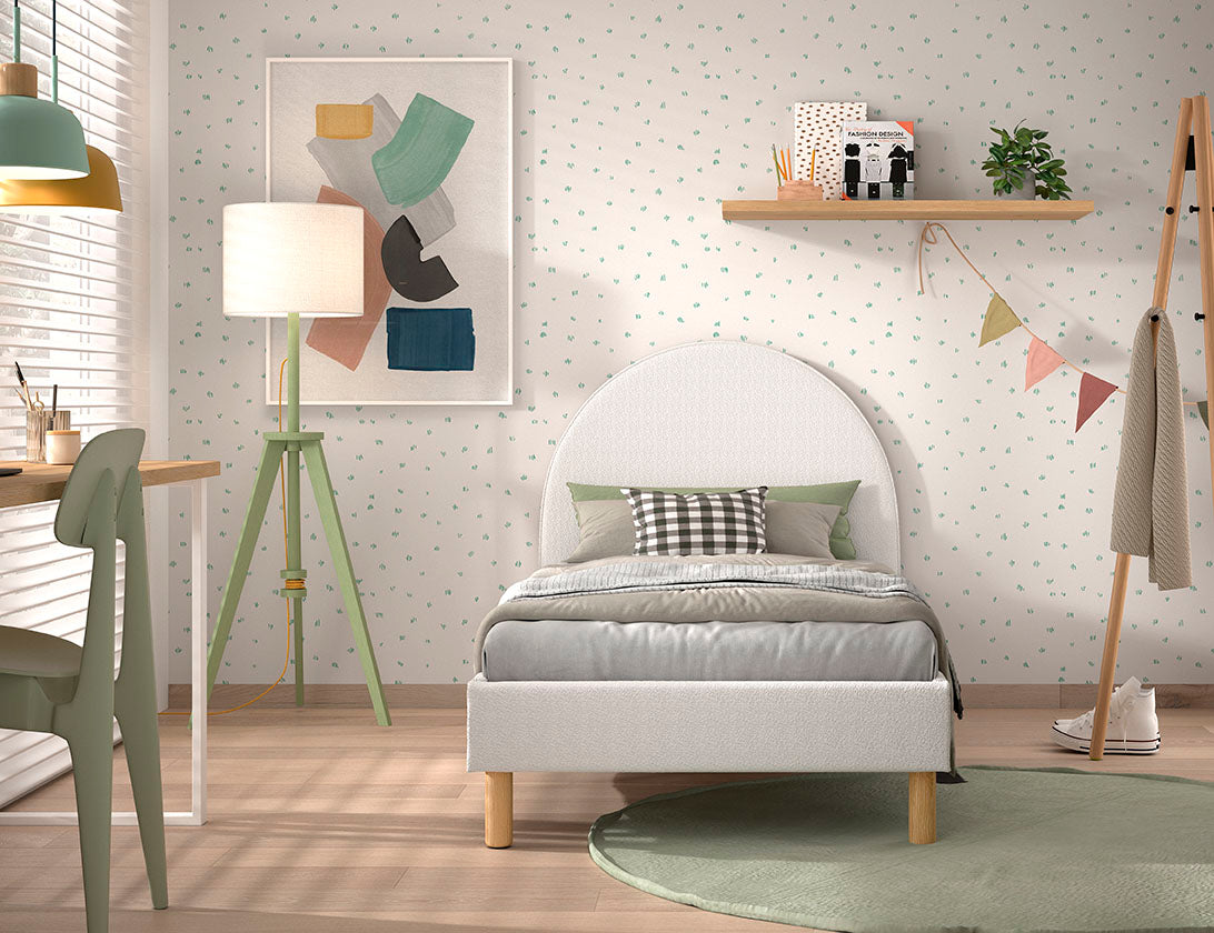 Vipack, Moon Bed 90x200, Boucle White