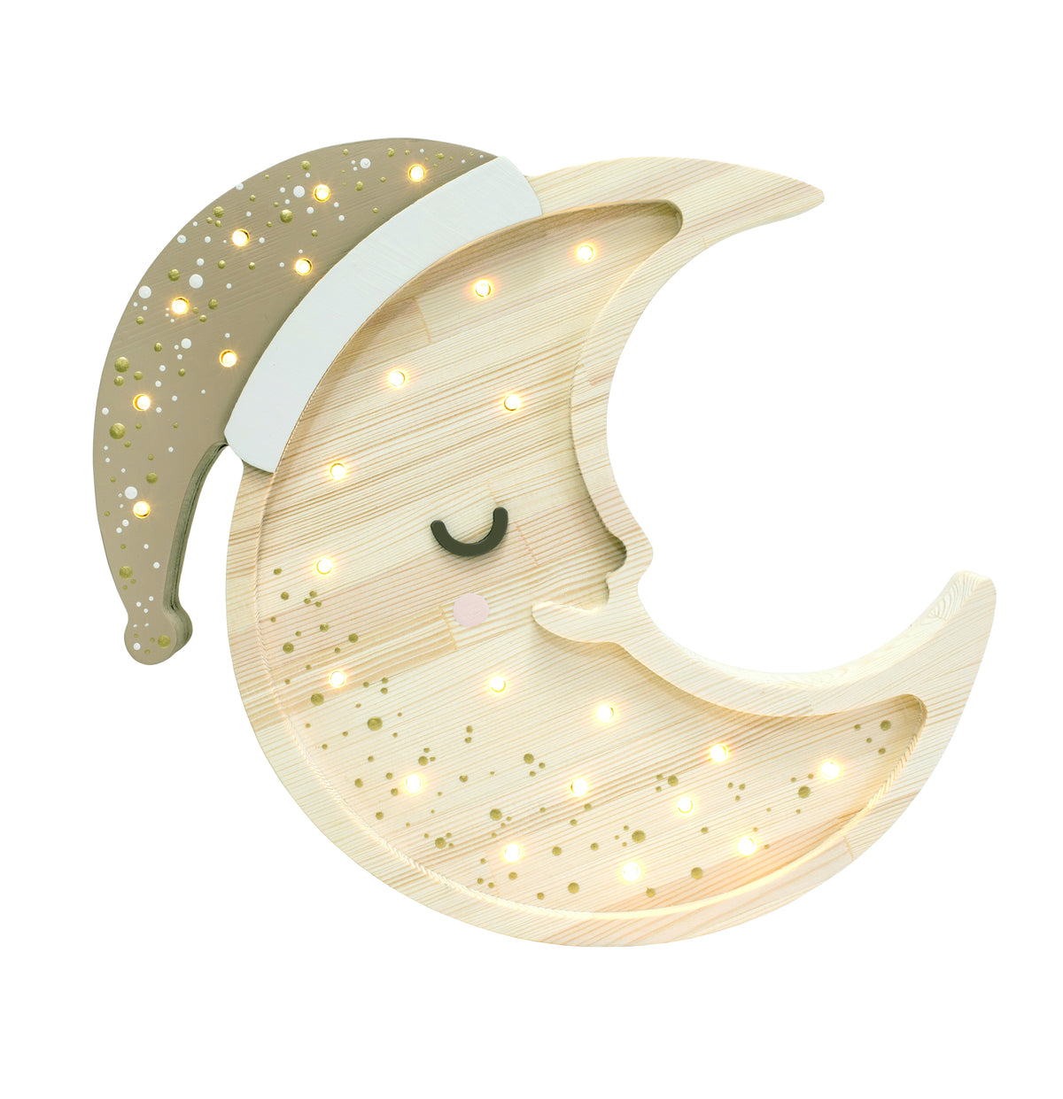 Little Lights, Night Light, Moon, Cappuccino Wood