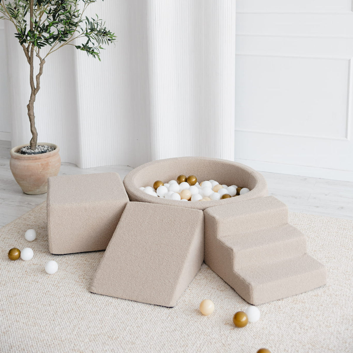 Leikkimoduuli + Pallomeri, Boucle Beige