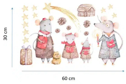 Wall sticker 30x60, Christmas Mice