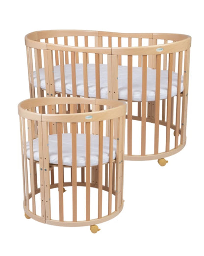 Waldin, Oval Pinnasänky 7in1 + Patja, Natural Wood