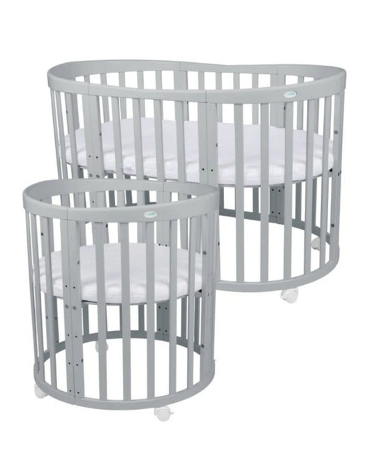 Waldin, Oval Cot 7in1 + Mattress, Grey