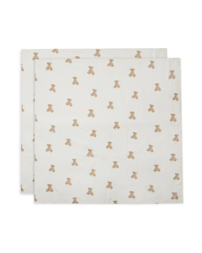 Jollein, Muslin Swaddle 2-pack, Teddy Bear, 115x115cm