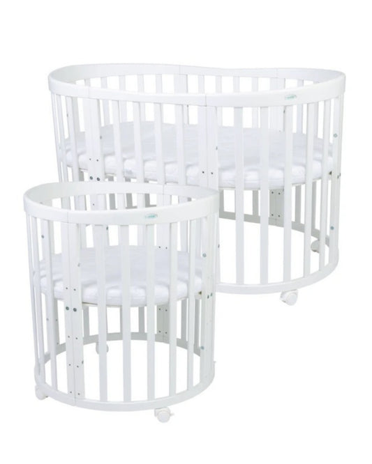 Waldin, Oval Cot 7in1 + Mattress, White