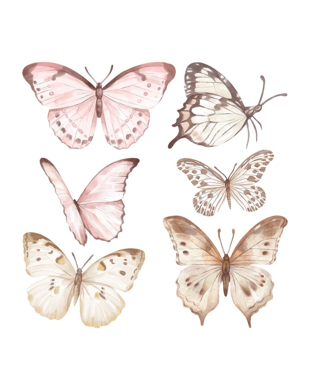 Pastel Love, Wall Sticker Set L, Butterflies