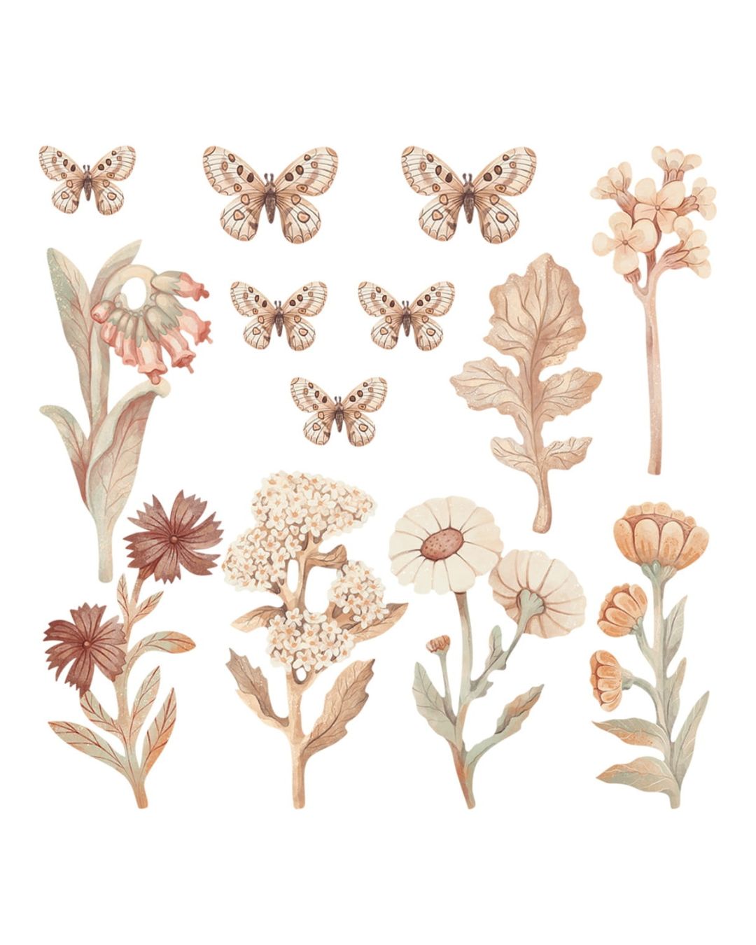 Pastel Love, Wall Sticker Set, Flowers Boho 1