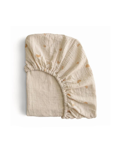 Mushie, Fitted Sheet 60x120cm, Rainbow