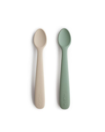 Mushie, Silikonsked Set 2st, Cambridge Blue/Shifting Sand
