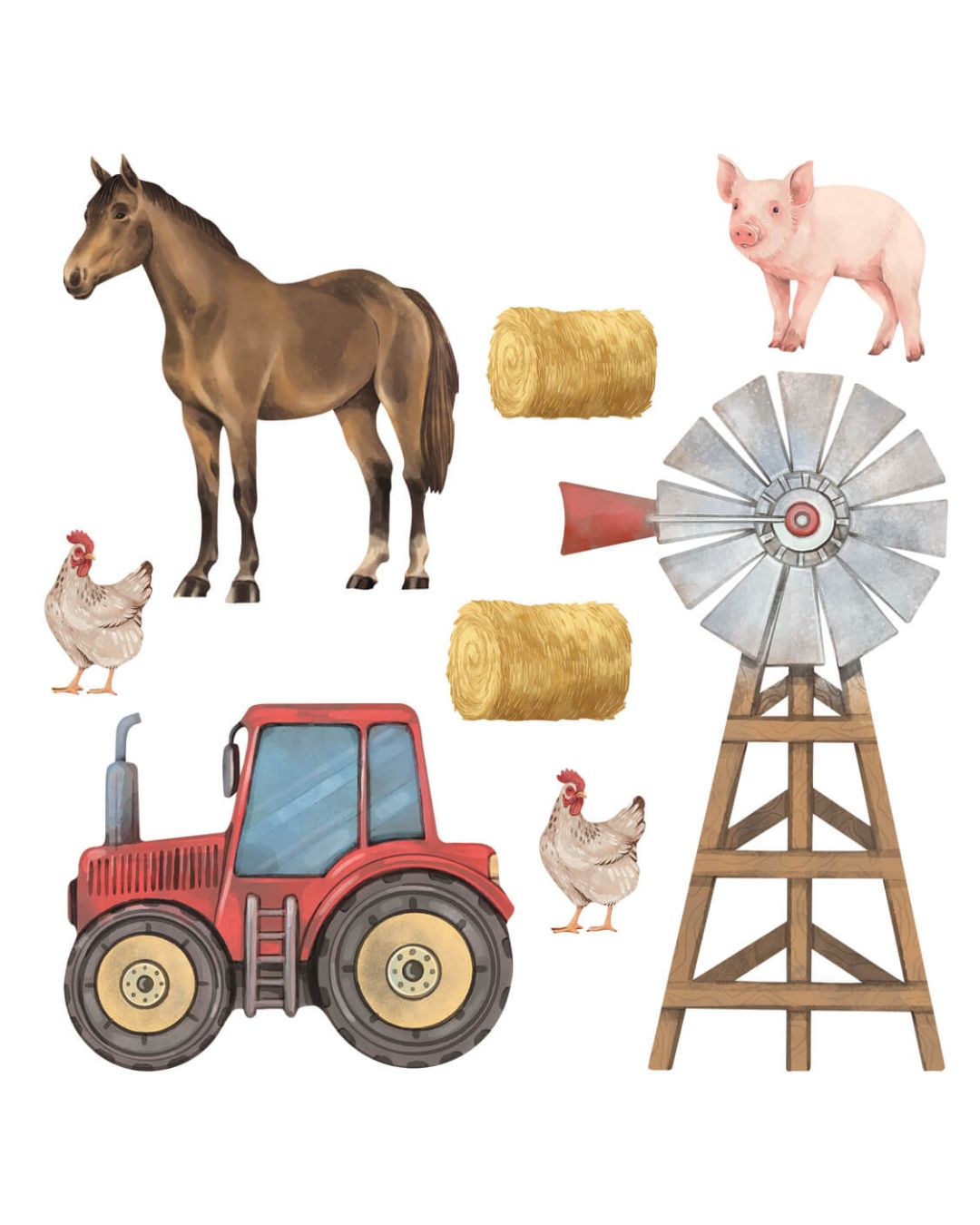 Pastel Love, Wall Sticker Set, Farm Animals 1