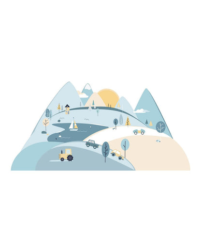 Pastel Love, Wall Decal, Light Blue Mountains