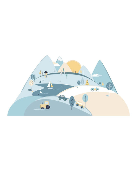 Pastel Love, Wall Decal, Light Blue Mountains