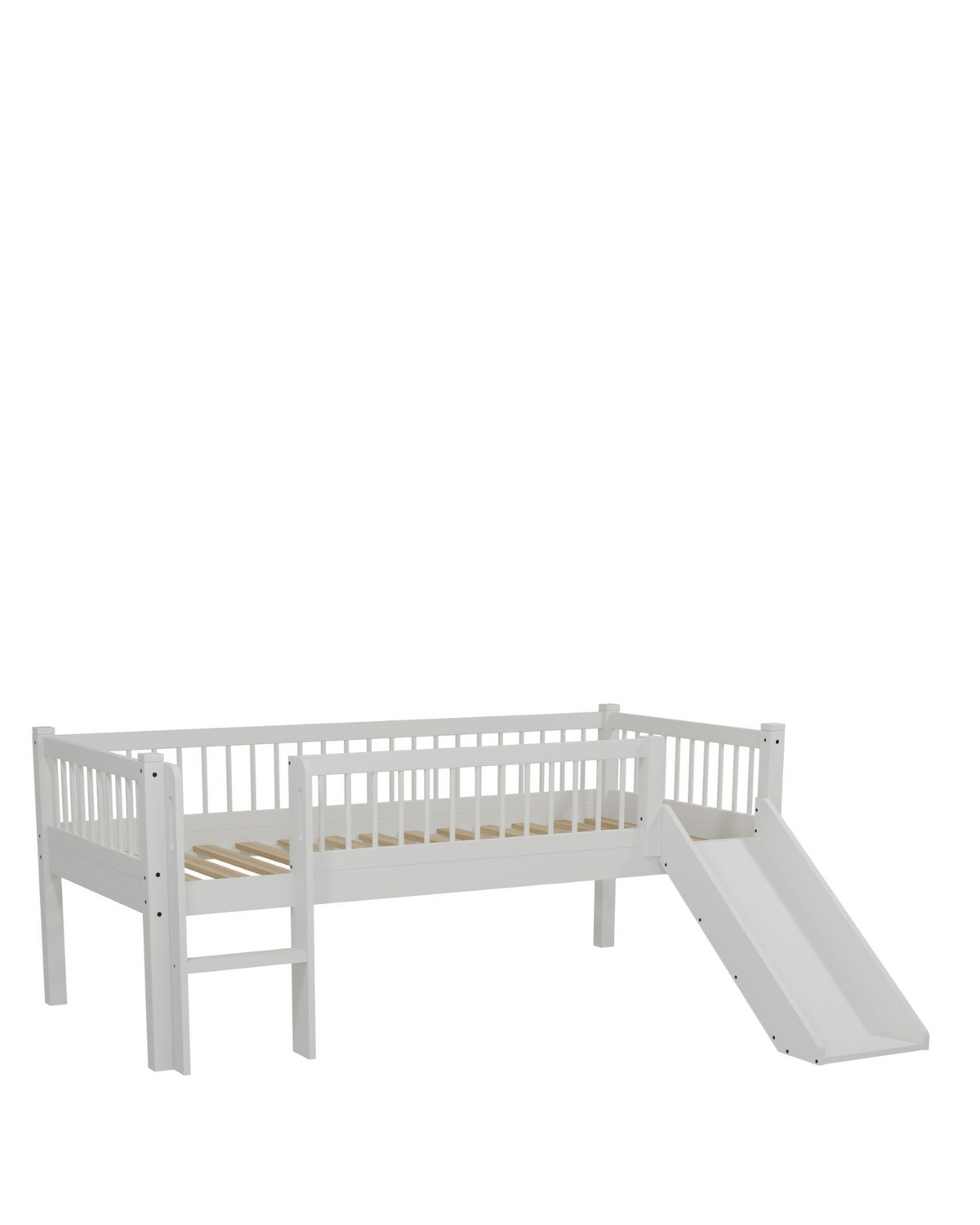 Vipack, Forrest Oak, Semi-loft bed &amp; slide 90x200cm, White