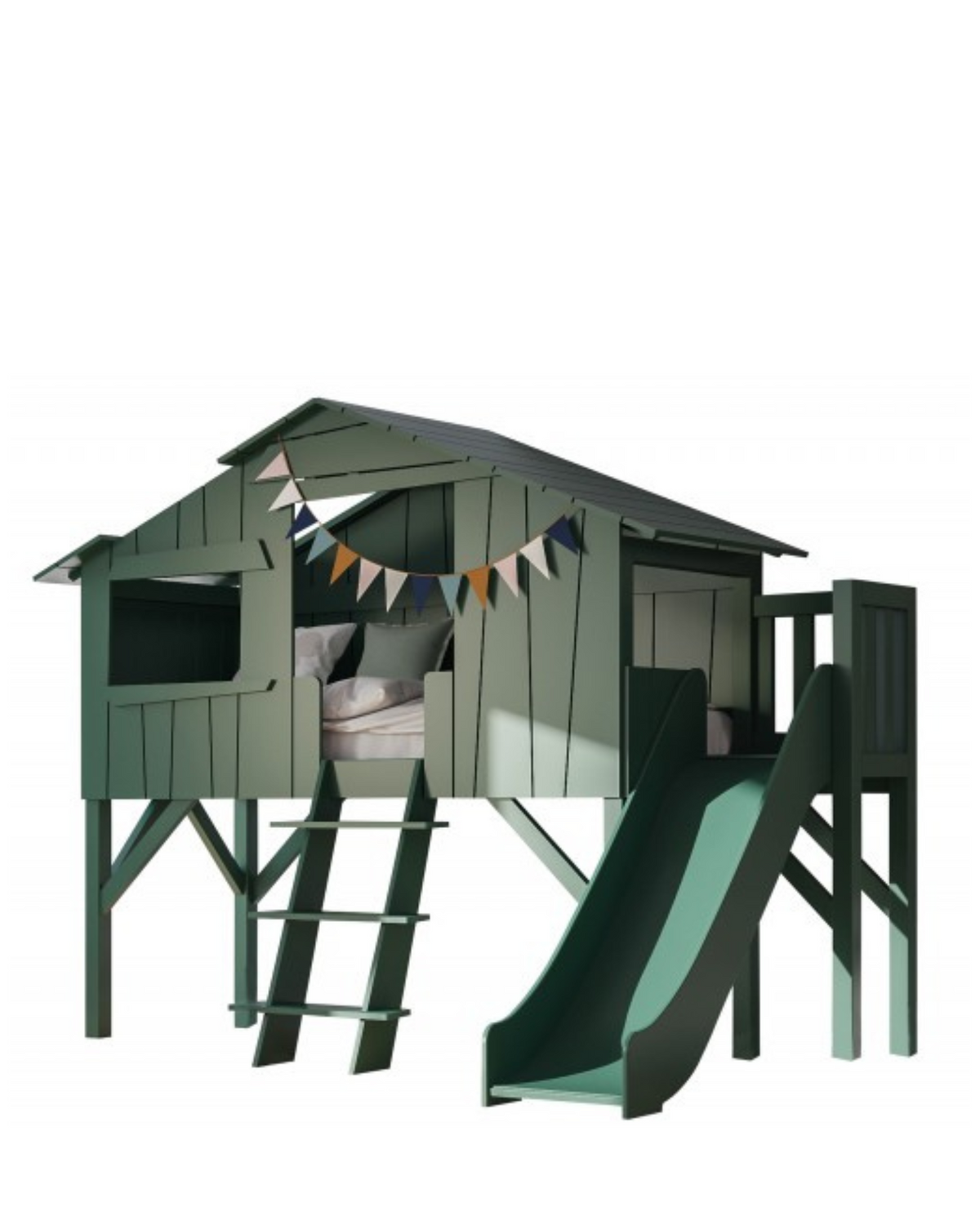 Mathy By Bols, Bed &amp; Slide 90x200, Treehouse Single Thunderstorm Grey