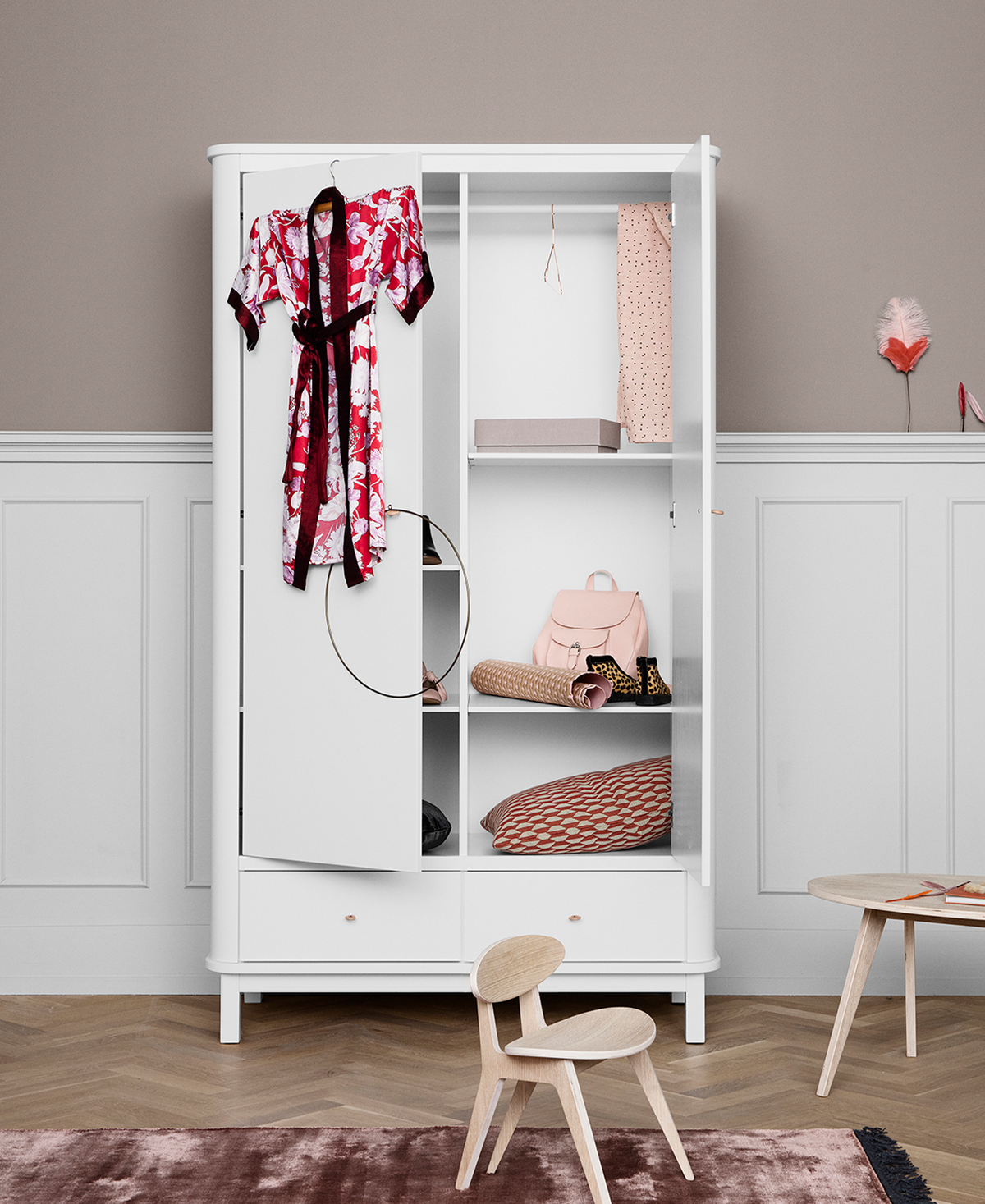 Oliver Furniture, Wood, Wardrobe 2 doors, White