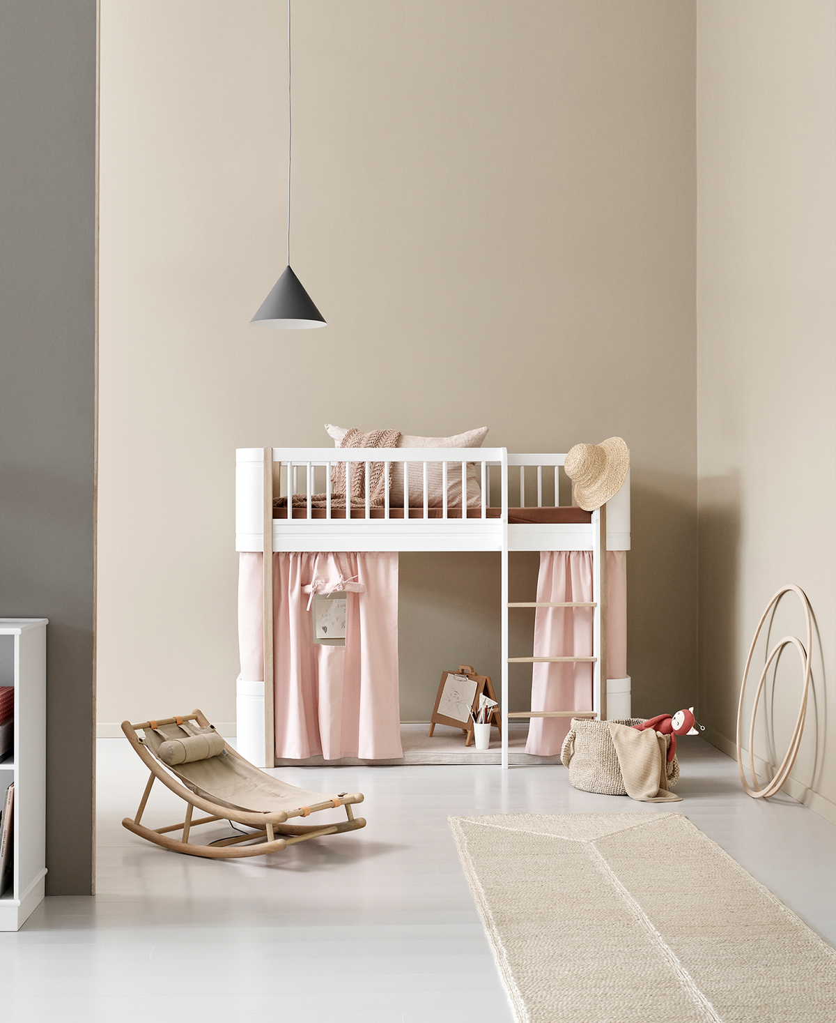 Oliver Furniture, Wood Mini+ Parvisänky 70x160 cm, White/Oak