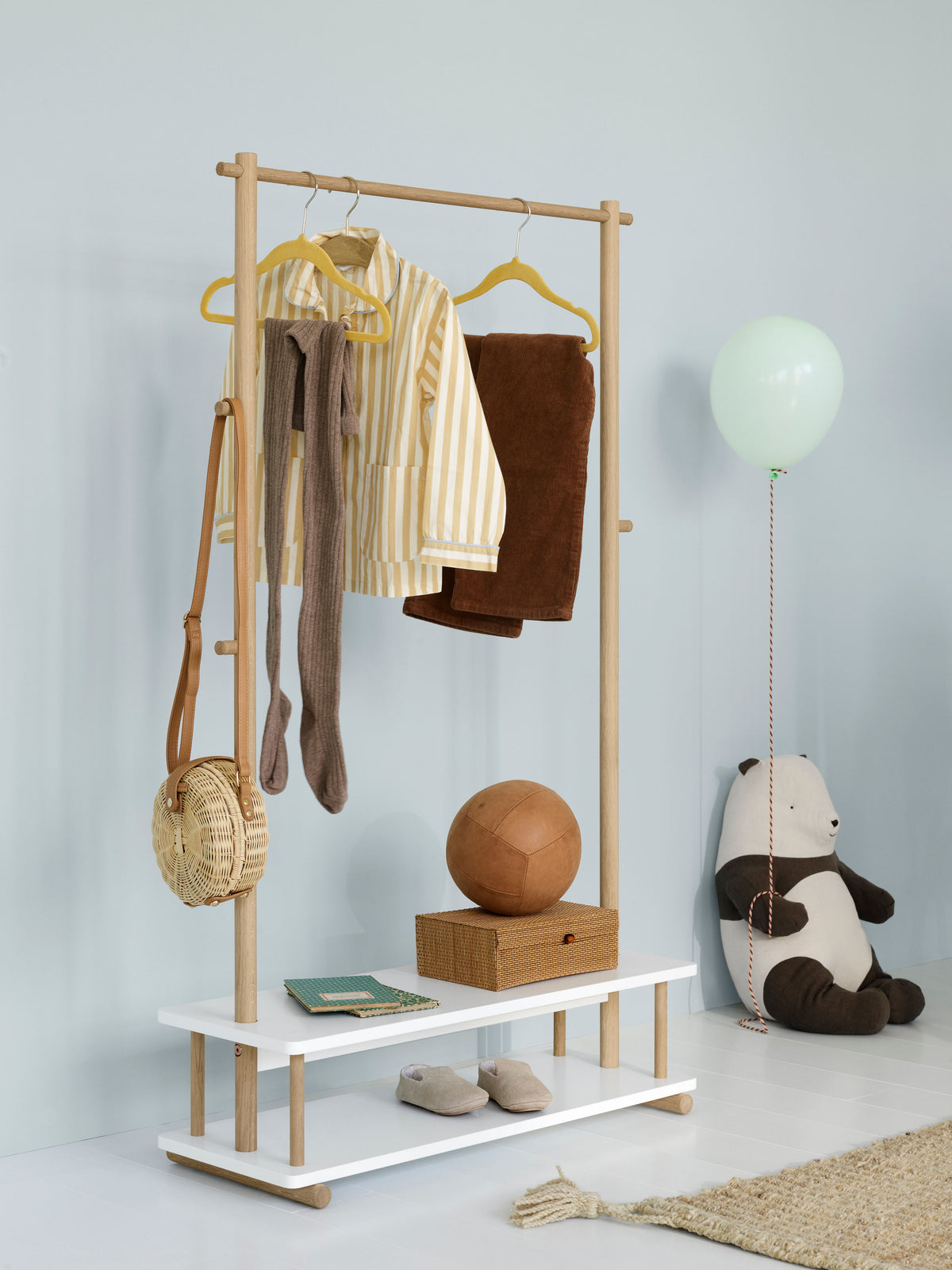 Oliver Furniture, Camp, Clothes Rail White/Oak