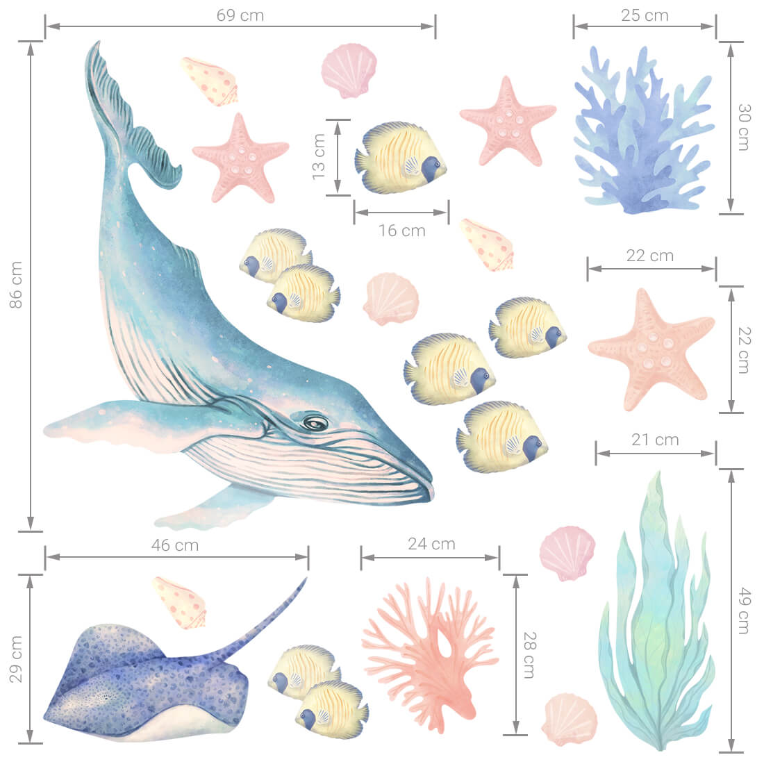 Pastelowe Love, Seinätarra Setti, Ocean Animals 1