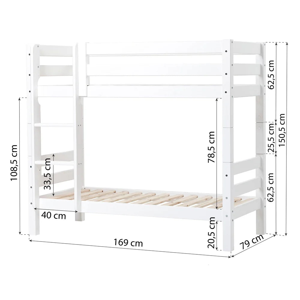 Hoppekids, ECO Luxury, Våningssäng 70x160 cm (konvertibel), Vit